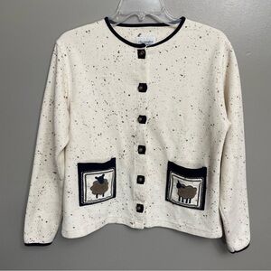 Christopher & Banks Women's Cardigan Sweater Small Lamb Spring Button Up